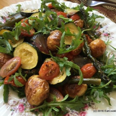 Asparagus, Plum Tomatoes and Roast Baby Potatoes Salad