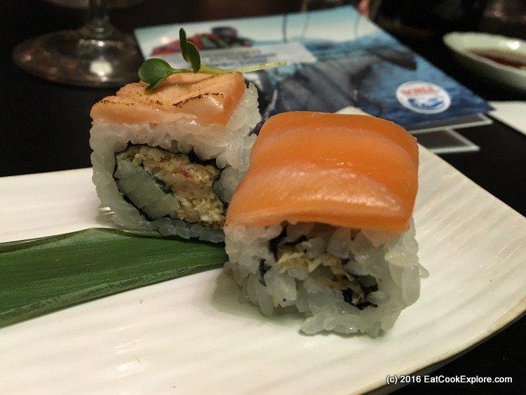 Blow torched salmon  maki sushi