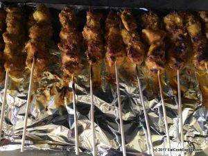Malaysian Chicken Satay under the grill
