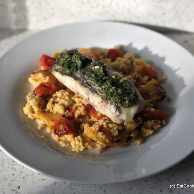 Mindful Chef Hake with Salsa Verde, Millet & tomato