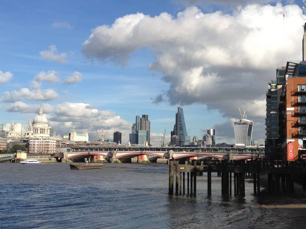 view of city of london across the Thames