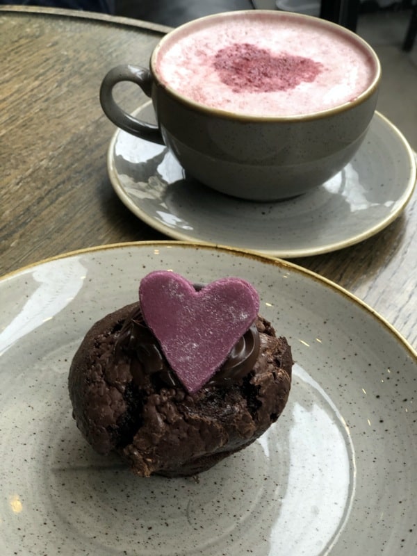 Valentines Day cupcake and Ruby chocolate latte