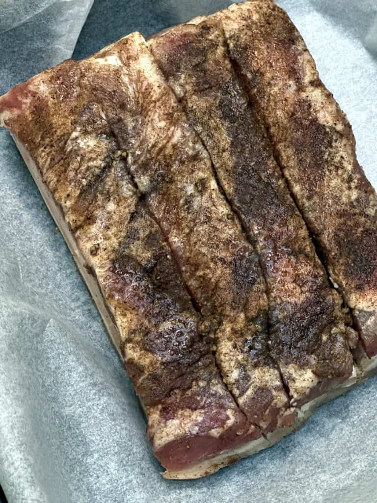 Really Crispy Chinese Five Spice Roast Pork Siu Yuk 3 Crispy roast pork recipe - season with salt and five spice powder