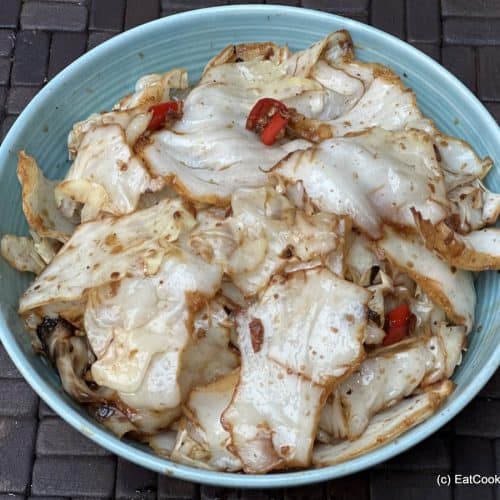 Hand torn stir fry cabbage